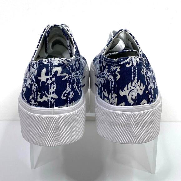SOHO Hawaiian Print Platform Sneakers Women 7 Blue White Tropical Floral Summer - Picture 5 of 9